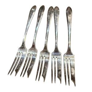 Set of 5 Vintage ONEIDA? Community Plate Pastry Forks Silver Plated